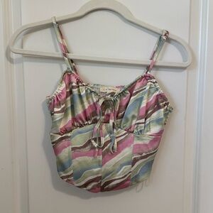 Pacsun LA Hearts Pink and Green Camisole Satin corset crop top